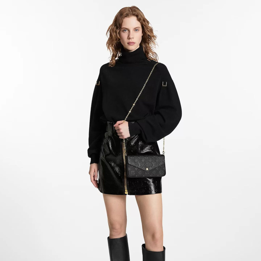 LV Félicie Pochette Monogram Empreinte Black 21cm/8.3in For Women M82477