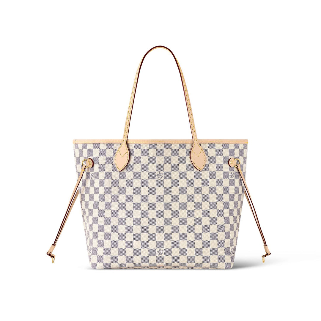 LV Neverfull MM Tote Bag Damier Azur Canvas Rose Ballerine Pink 12.2in/31cm For Women N41605