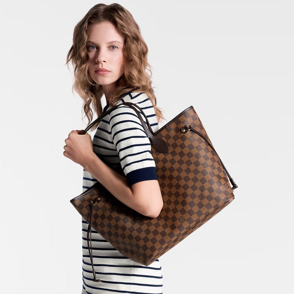 LV Neverfull MM Tote Bag Damier Ebene Brown For Women‎ 12.2in/31cm LV N40599